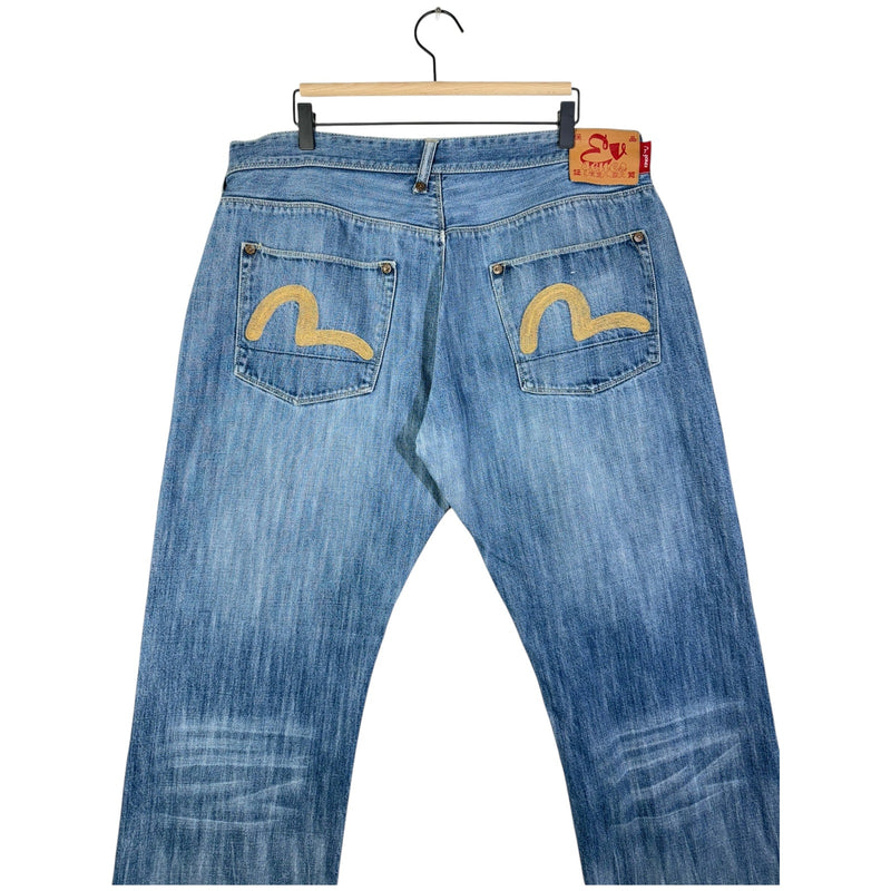 Vintage Straight Leg Distressed Denim Jeans