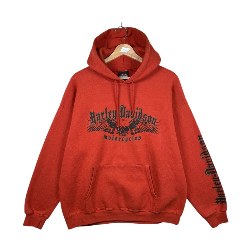 Vintage Harley Davidson Skull Graphic Hoodie