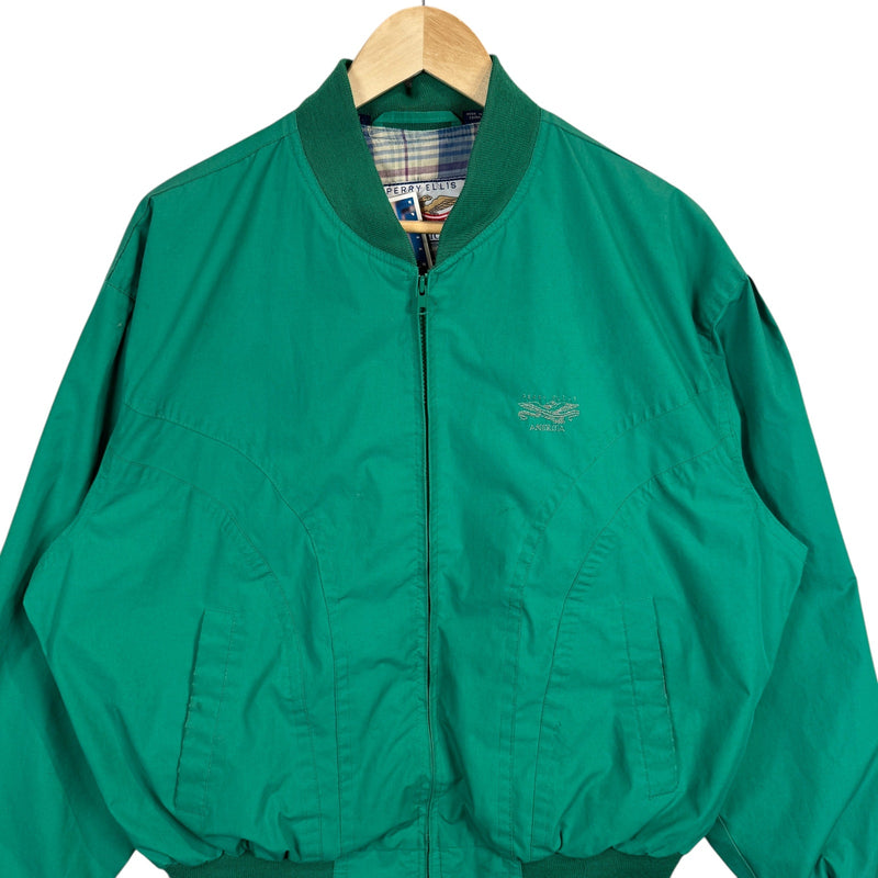 Vintage Perry Ellis Blank Full Zip Bomber Light Jacket