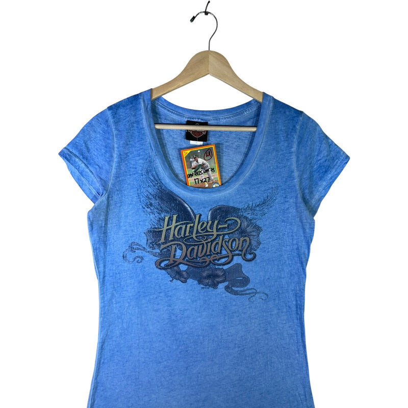 Vintage Harley Davidson Wing Floral T-Shirt