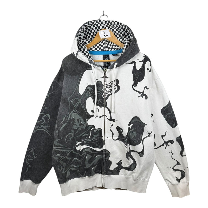 Vintage Split Abstract Graphic Full Zip Hoodie