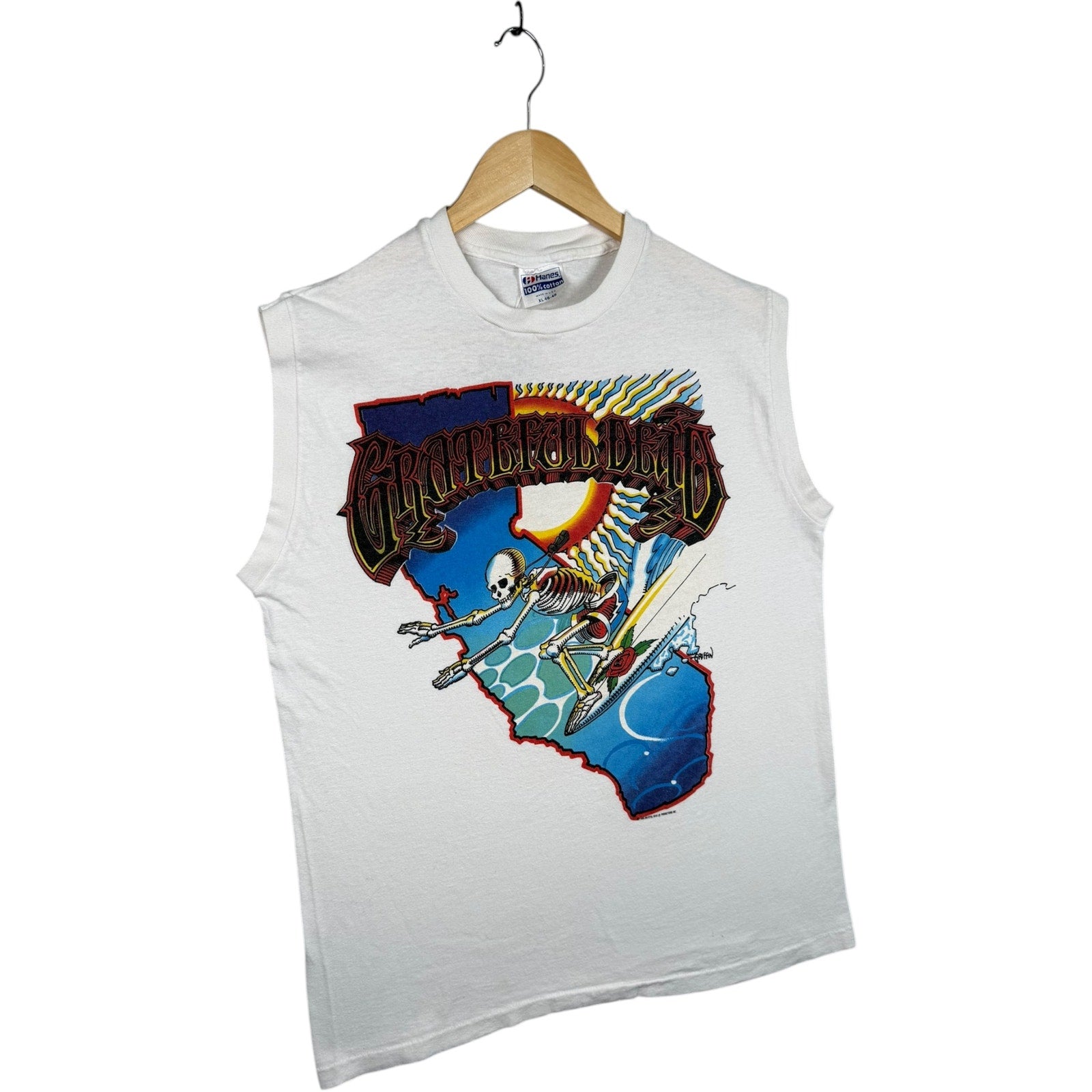 Vintage Grateful Dead Surfing Skeleton Tank Muscle Tee Top