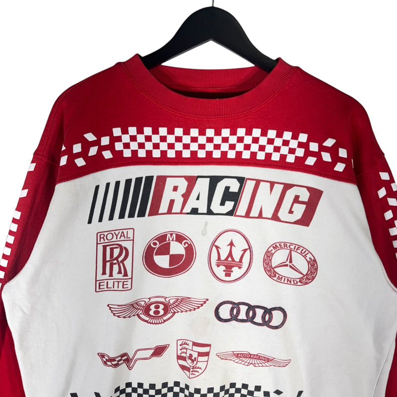 Vintage Racing Car Logos Colorblock Crewneck