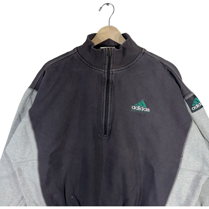 Vintage Adidas Mini Logo Color Block 1/4 Zip Sweatshirt