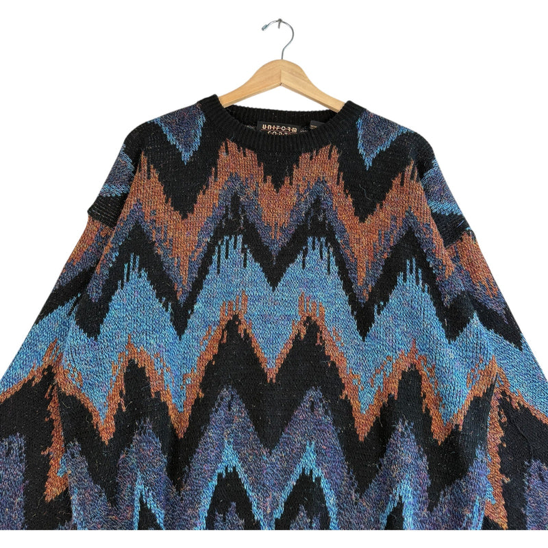 Vintage Uniform Code 3D Patterned Pullover Sweater