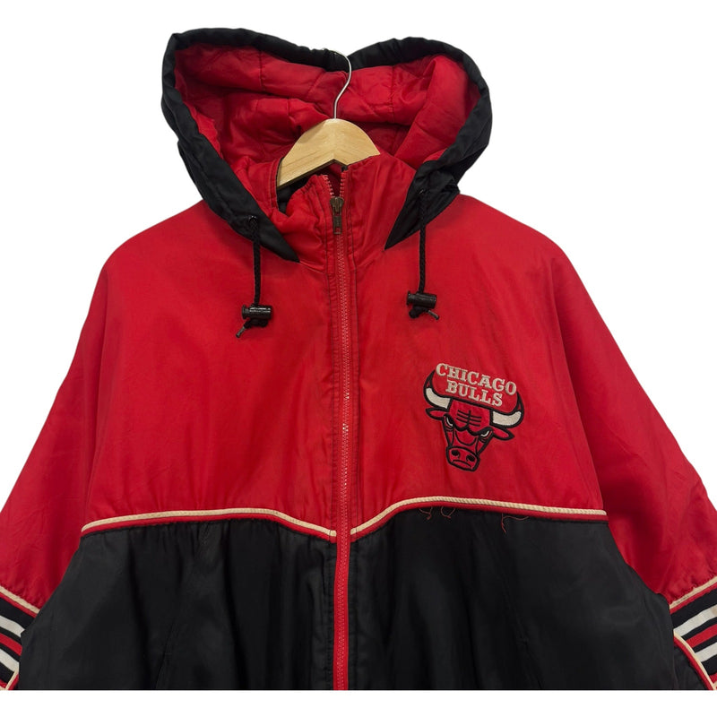 Vintage Chicago Bulls NBA Hooded Full Zip Puffer Jacket 90s Large