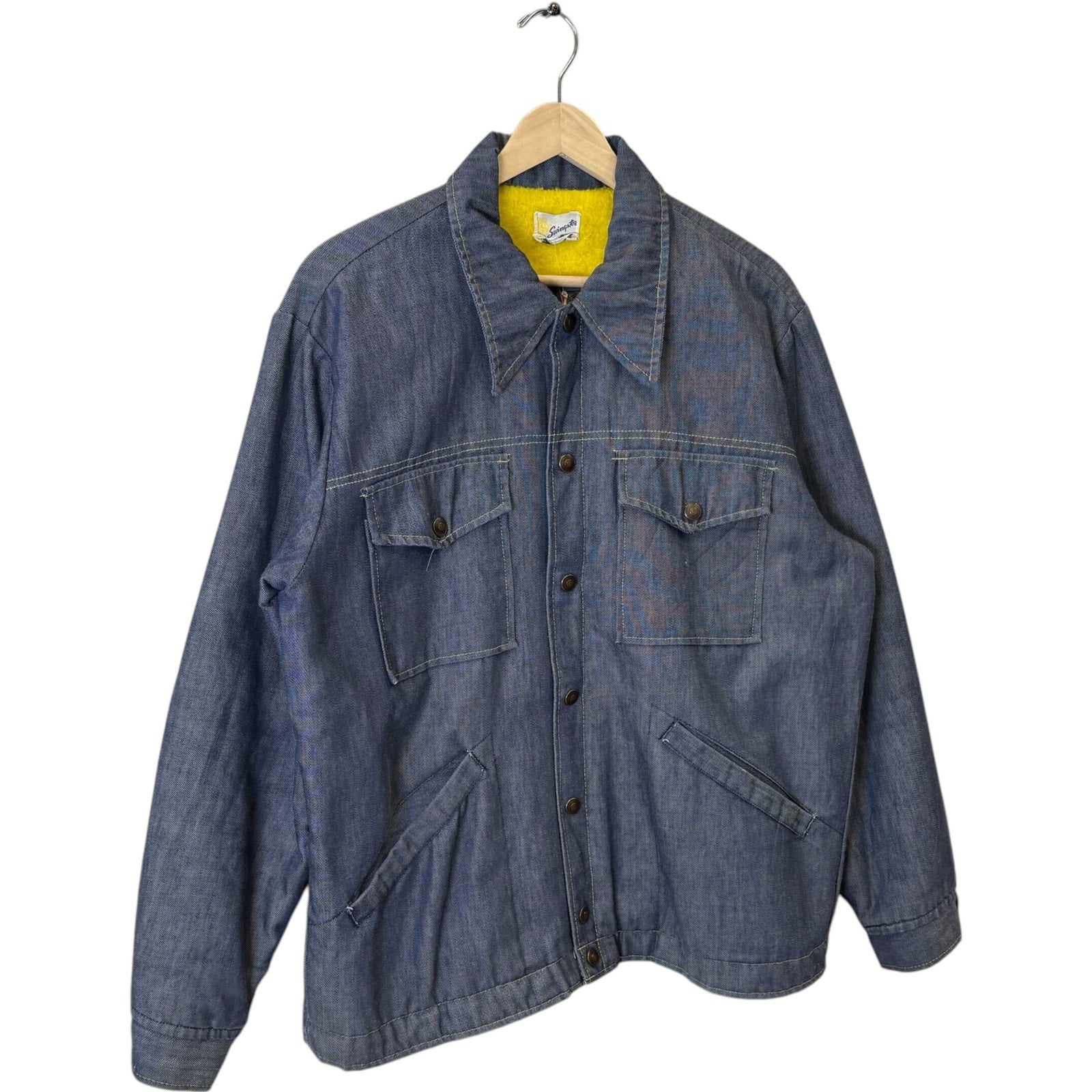 Vintage Swingster Sherpa Lined Button Up Denim Jacket