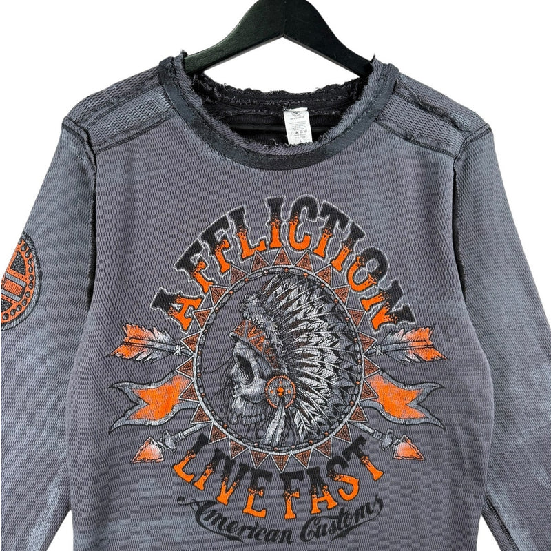 Vintage Affliction Live Fast Skull Graphic Long Sleeve