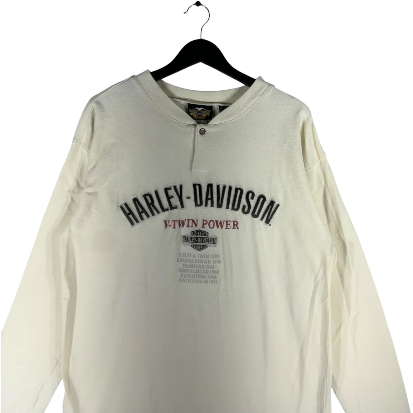 Vintage Harley Davidson V-Twin Power Henley Crewneck