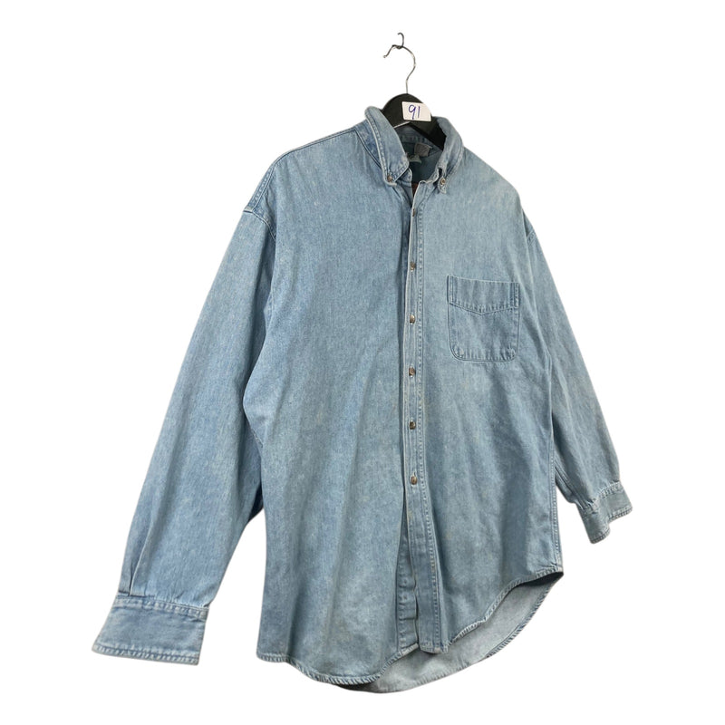 Vintage Looney Tunes Football Denim Long Sleeve Button Up