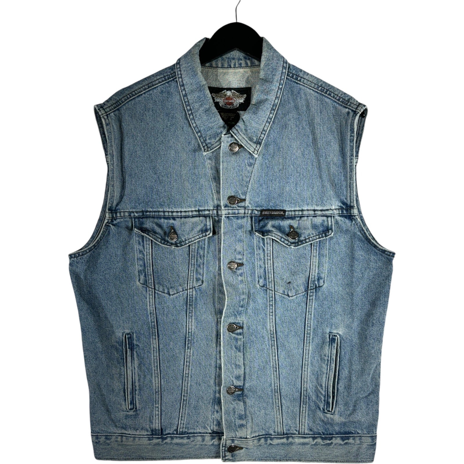 Vintage Harley Davidson Denim Biker Vest