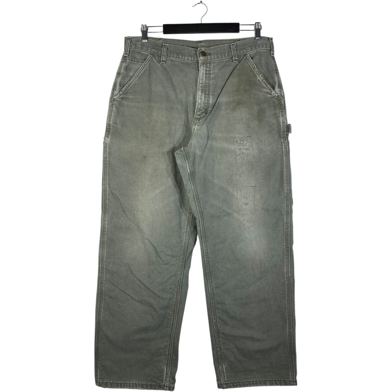 Vintage Carhartt Duck Flannel-Lined Distressed Work Pants 34x30