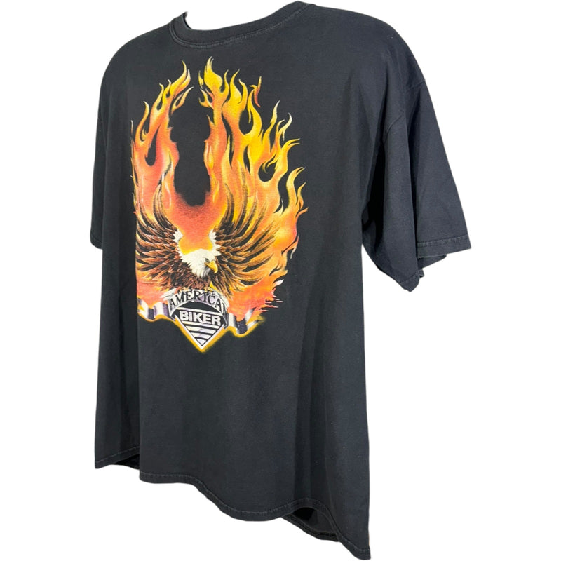 Vintage American Biker Flaming Eagle Tee