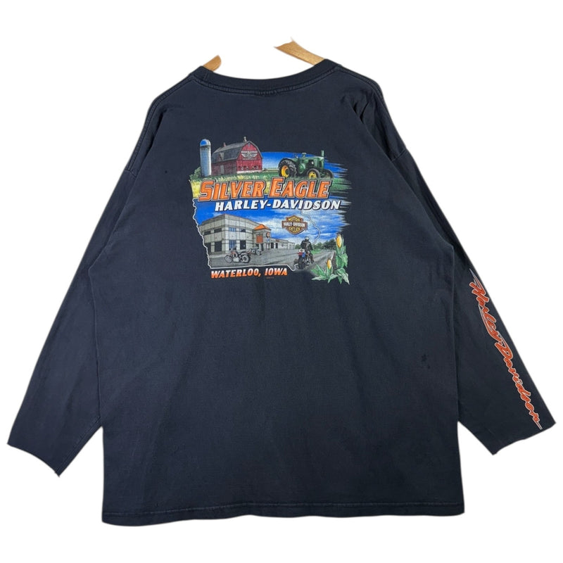 Vintage Harley Davidson Silver Eagle Pocket Long Sleeve