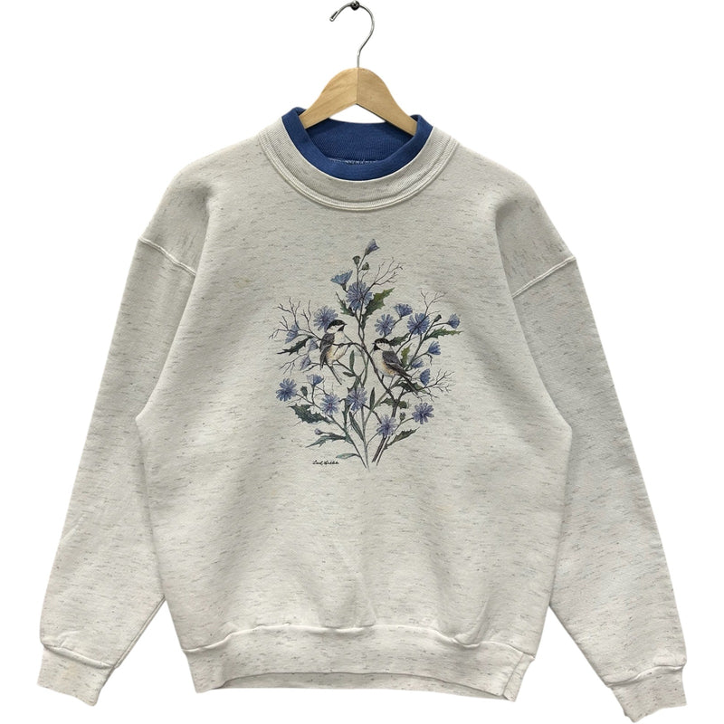 Vintage Flowers & Birds Double Collar Nature Crewneck