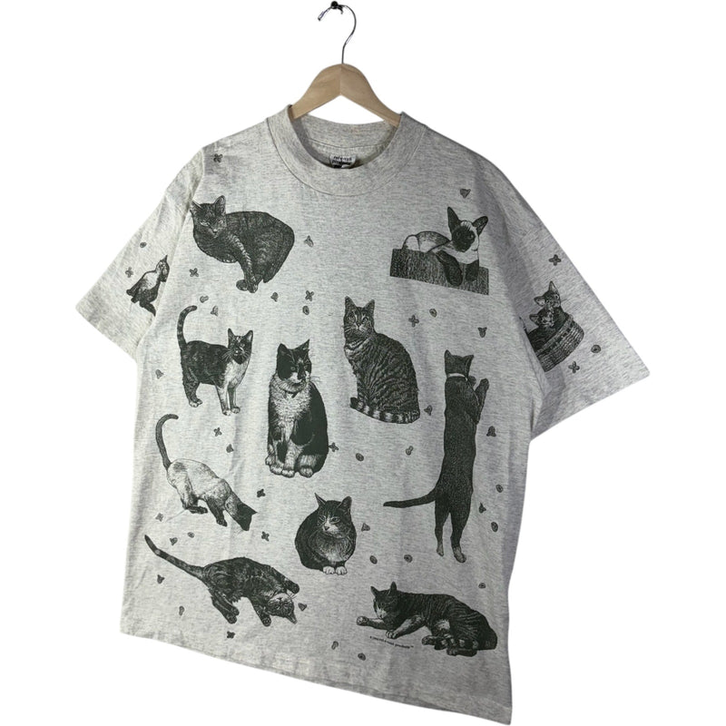 Vintage Cats Sketch Art AOP Tee 90s