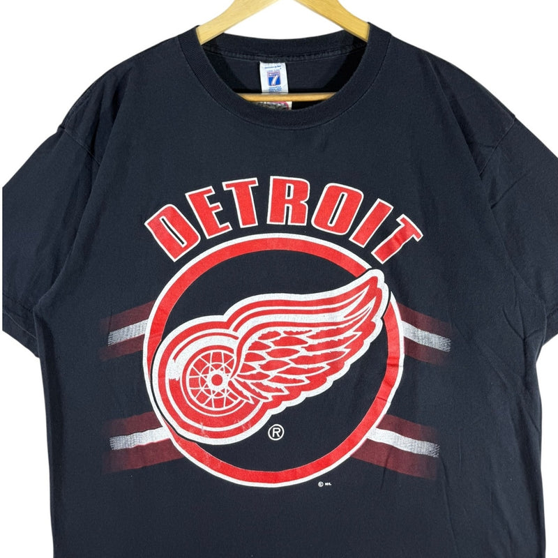 Vintage Logo 7 Detroit Red Wings Logo NHL T-Shirt 90s
