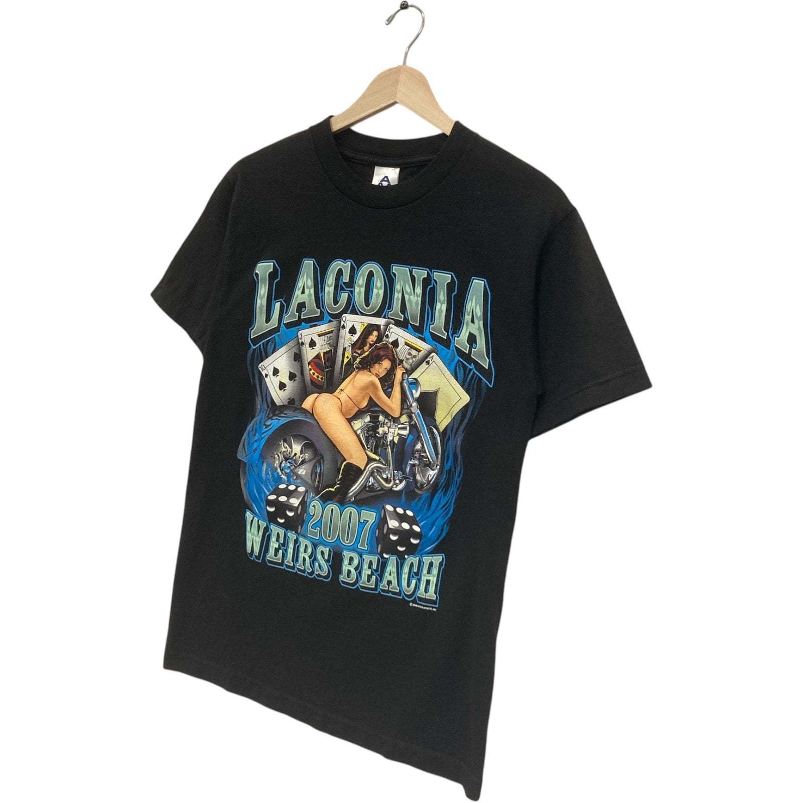 Laconia Weirs Beach Flaming Motorcycle Tee 2007