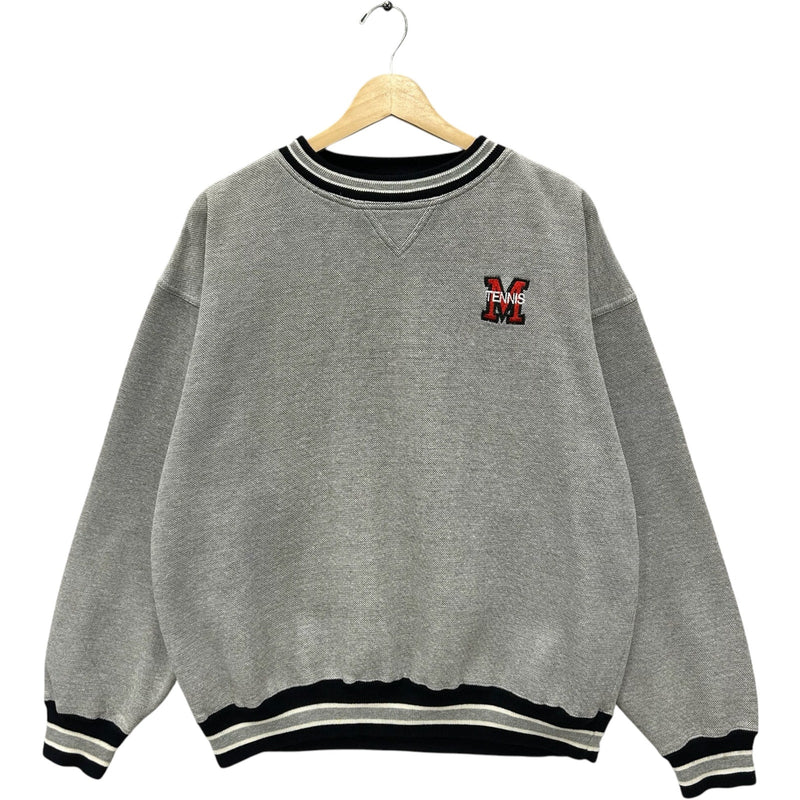 Vintage "M" Tennis Striped Collar Crewneck 90s