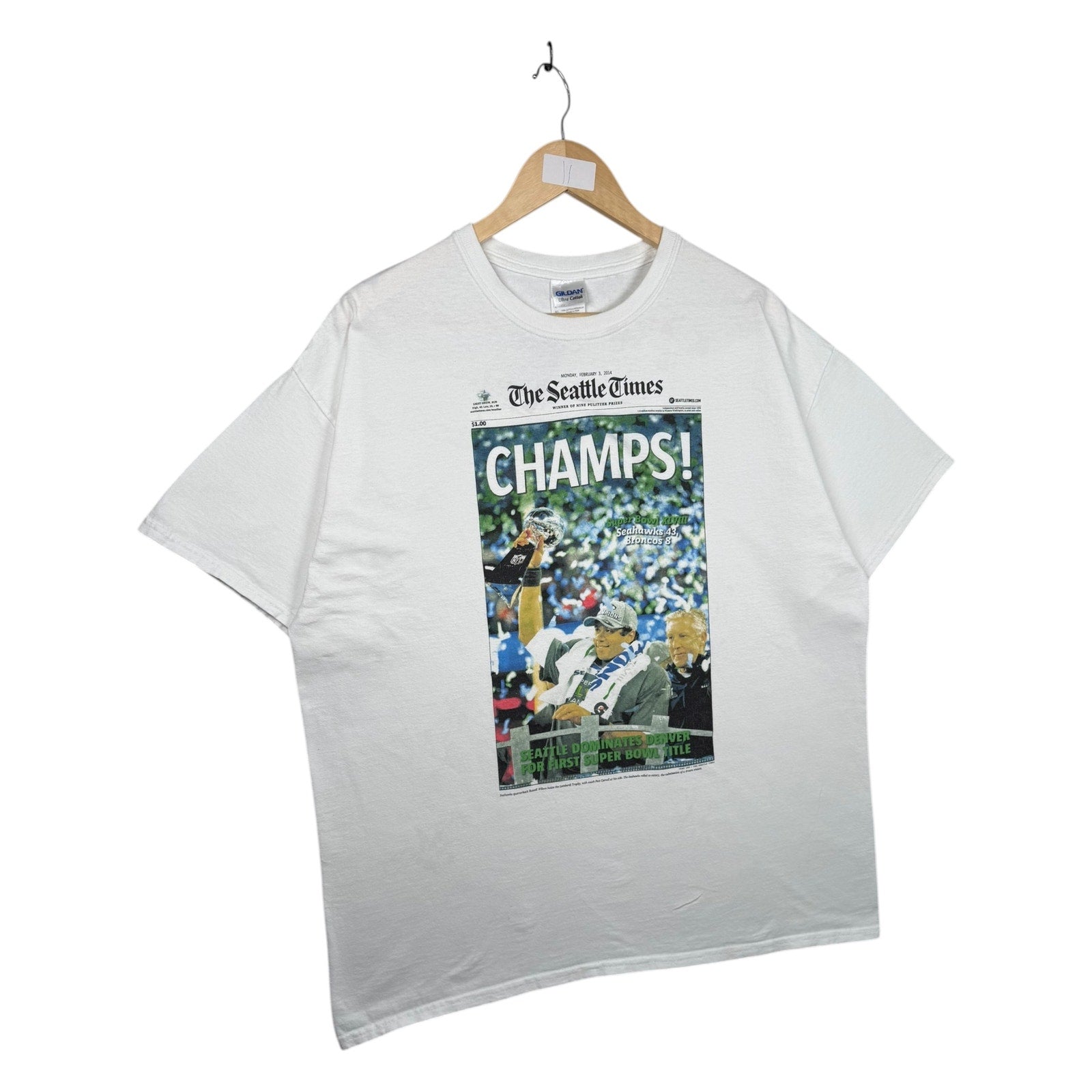 Vintage The Seattle Times Newspaper Cover NFL T-Shirt