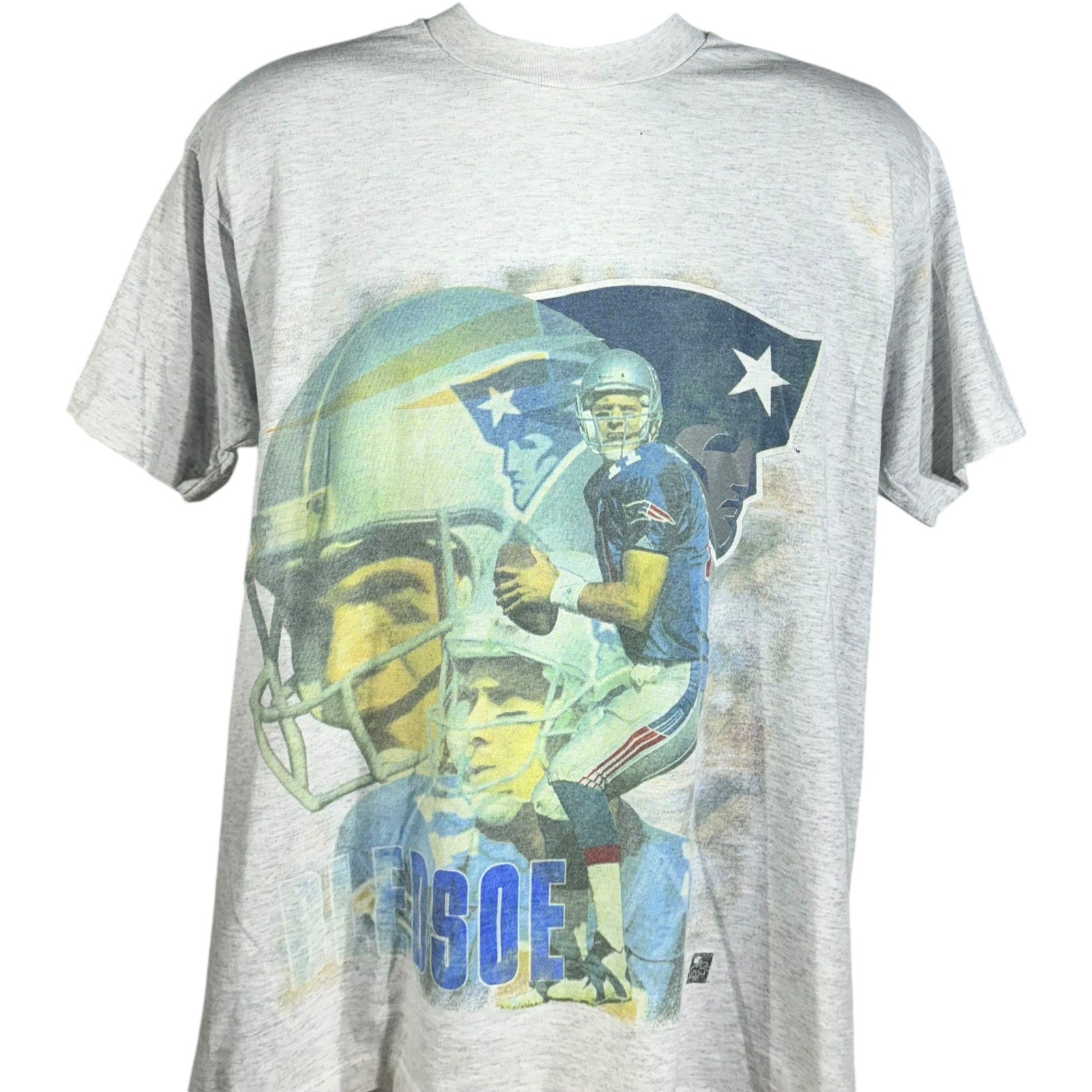 Vintage New England Patriots Drew Bledsoe Big Helmet Tee