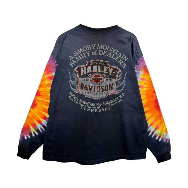 Vintage Harley Davidson Tie Dye Smoky Mountain Tennessee Long Sleeve Shirt