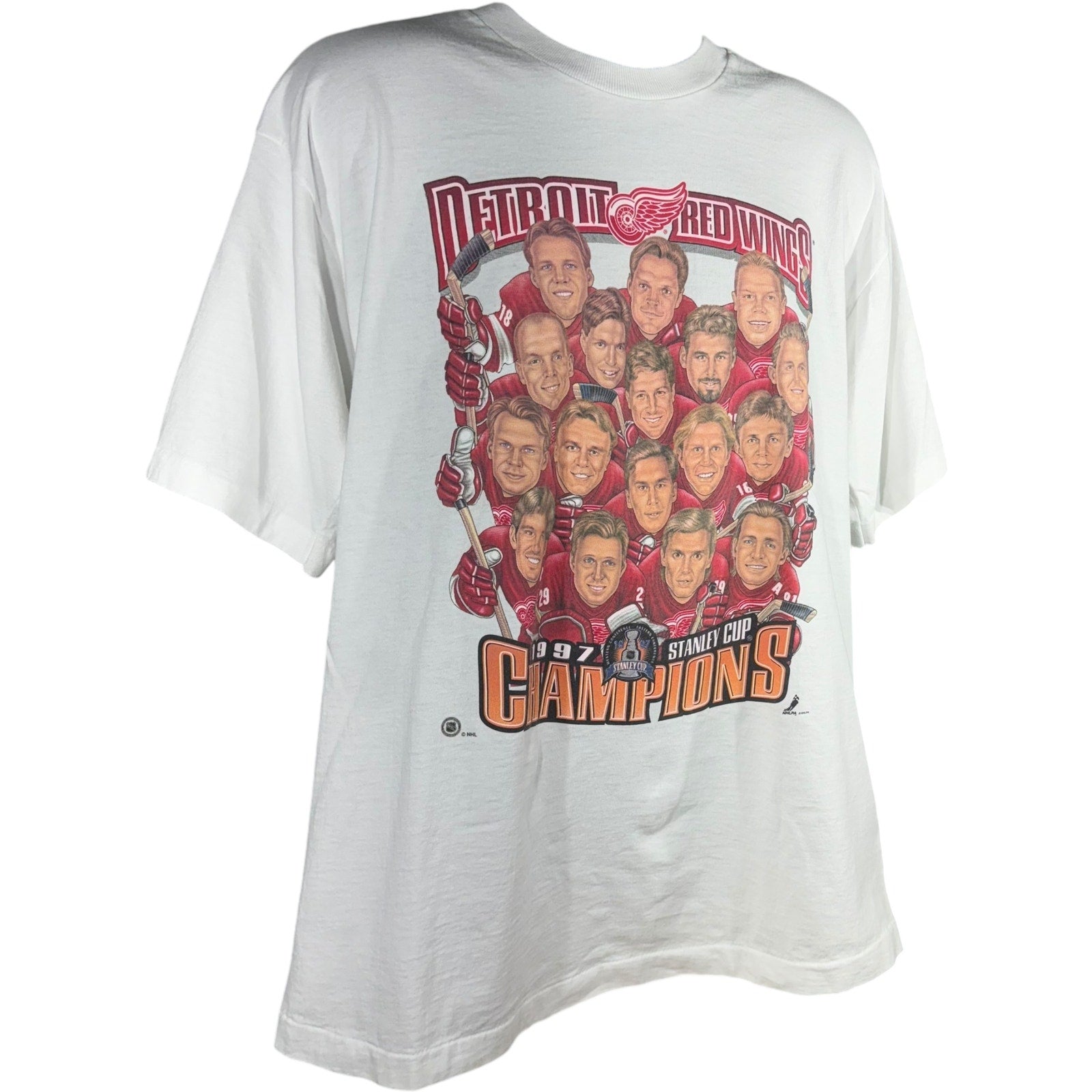 Vintage Detroit Red Wings Stanley Cup Caricature Pro Player Tee 1997