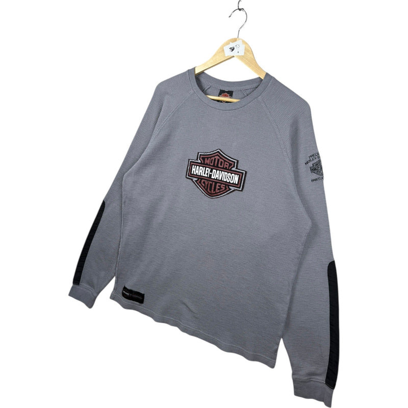 Vintage Harley Davidson Logo Waffle Knit Long Sleeve