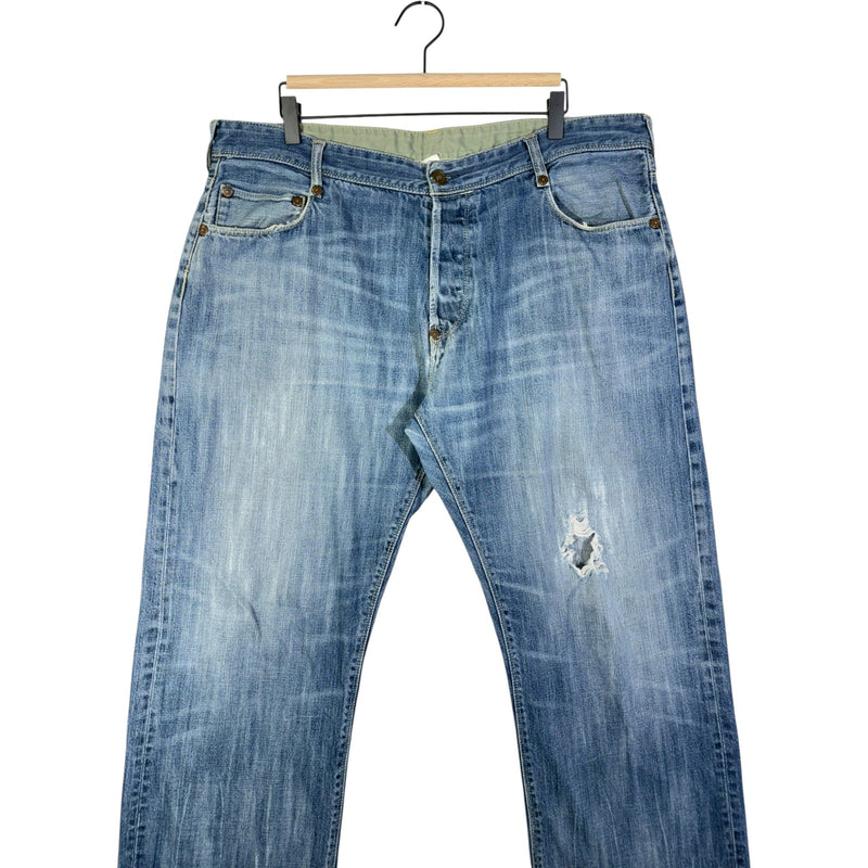 Vintage Straight Leg Distressed Denim Jeans