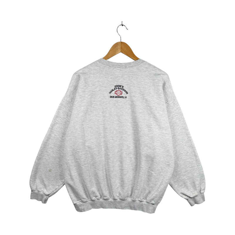 Vintage Harley Davidson Embroidered USA Flag Crewneck