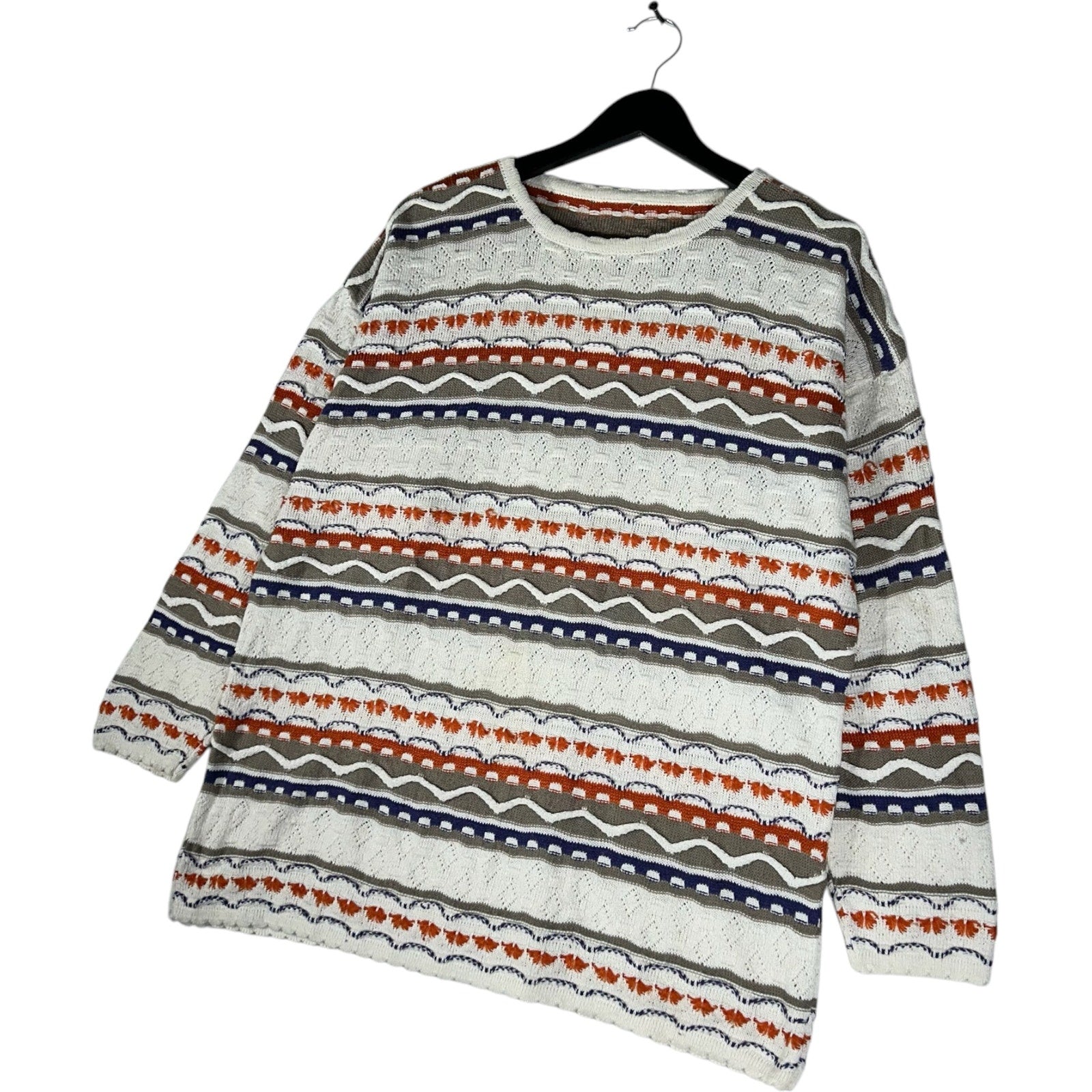 Vintage 3D Knit Striped Sweater