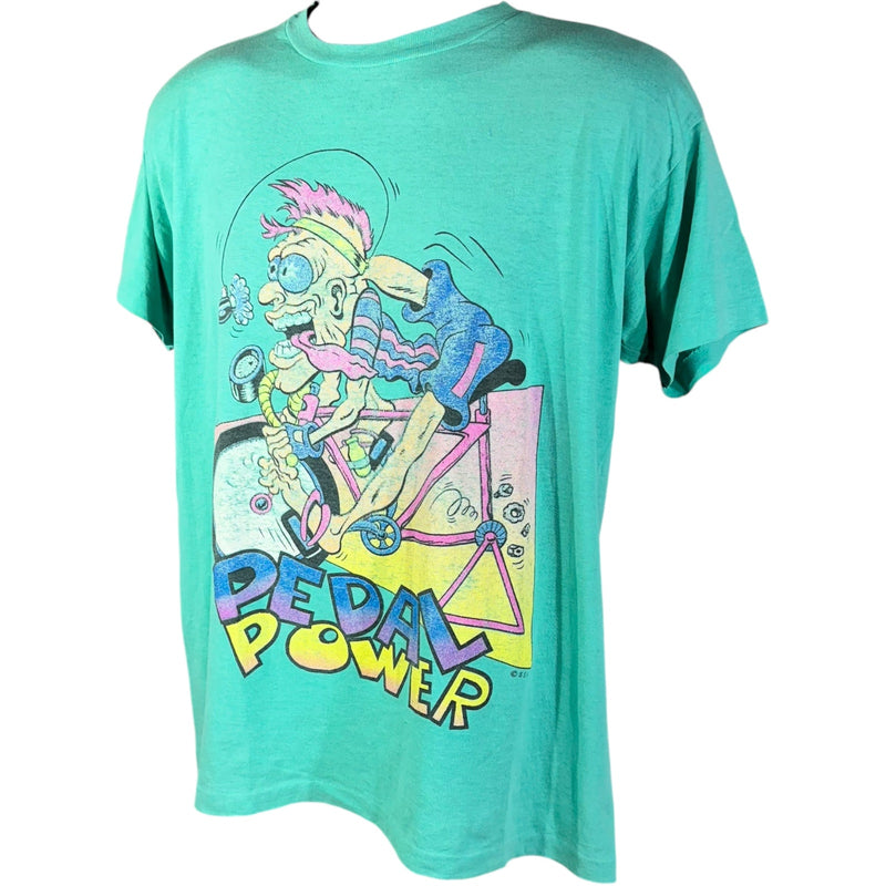 Vintage Cartoon Pedal Power Bicyclist Tee 90s