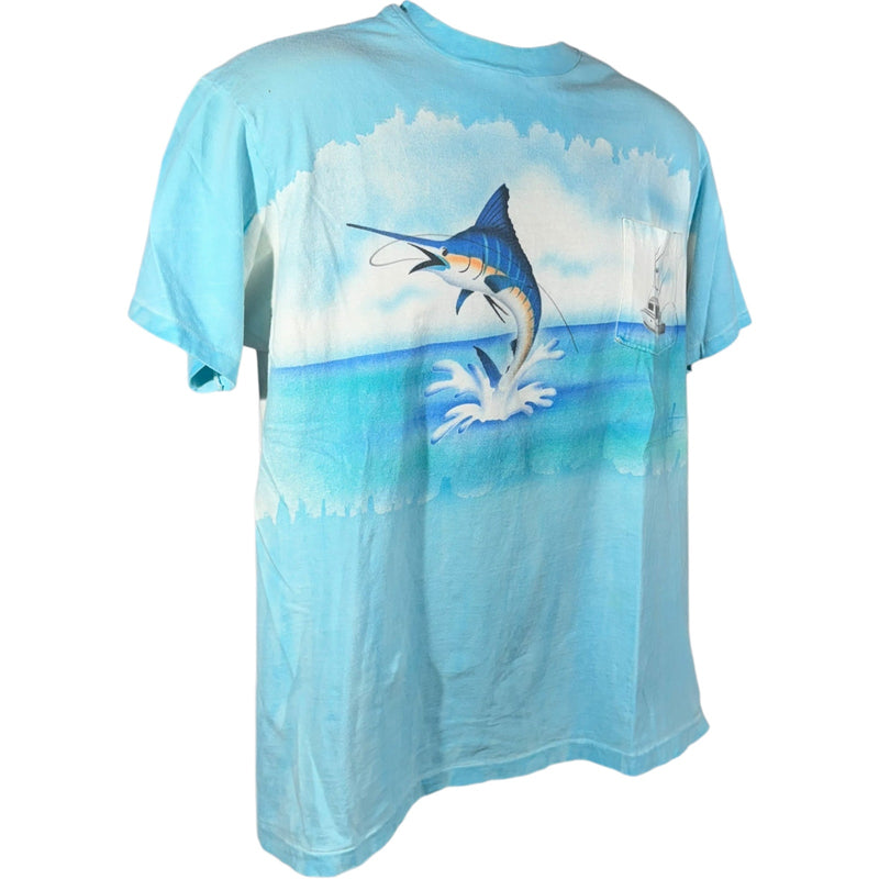 Vintage Swordfish Fishing Wrap Around Pocket Tee