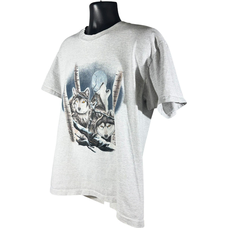 Vintage Wolves Nighttime Wilderness Graphic Tee