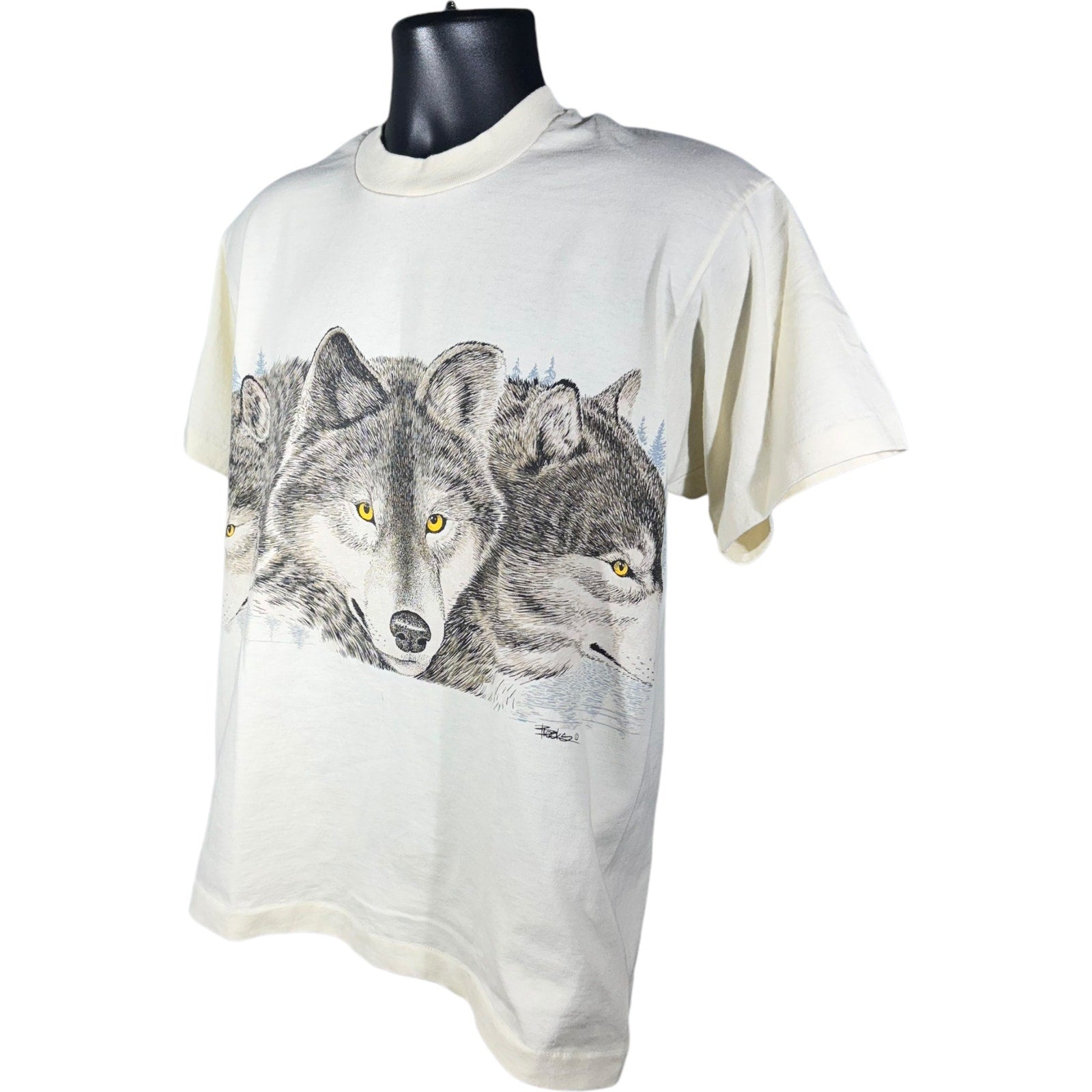 Vintage Wolves In The Woods Nature Tee 90s