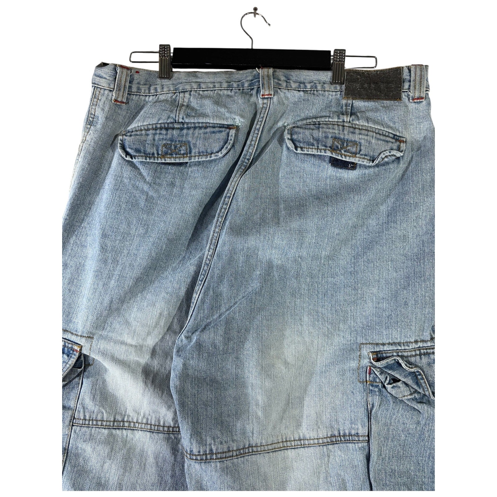 Vintage Bugle Boy Wide Leg Denim Cargo Shorts 38