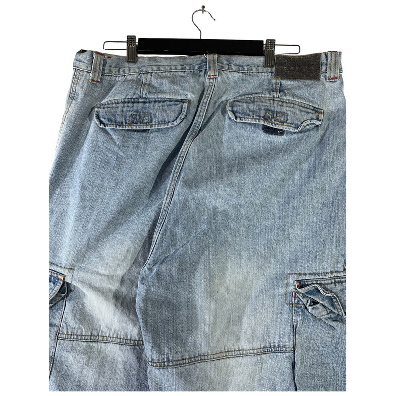 Vintage Bugle Boy Wide Leg Denim Cargo Shorts 38