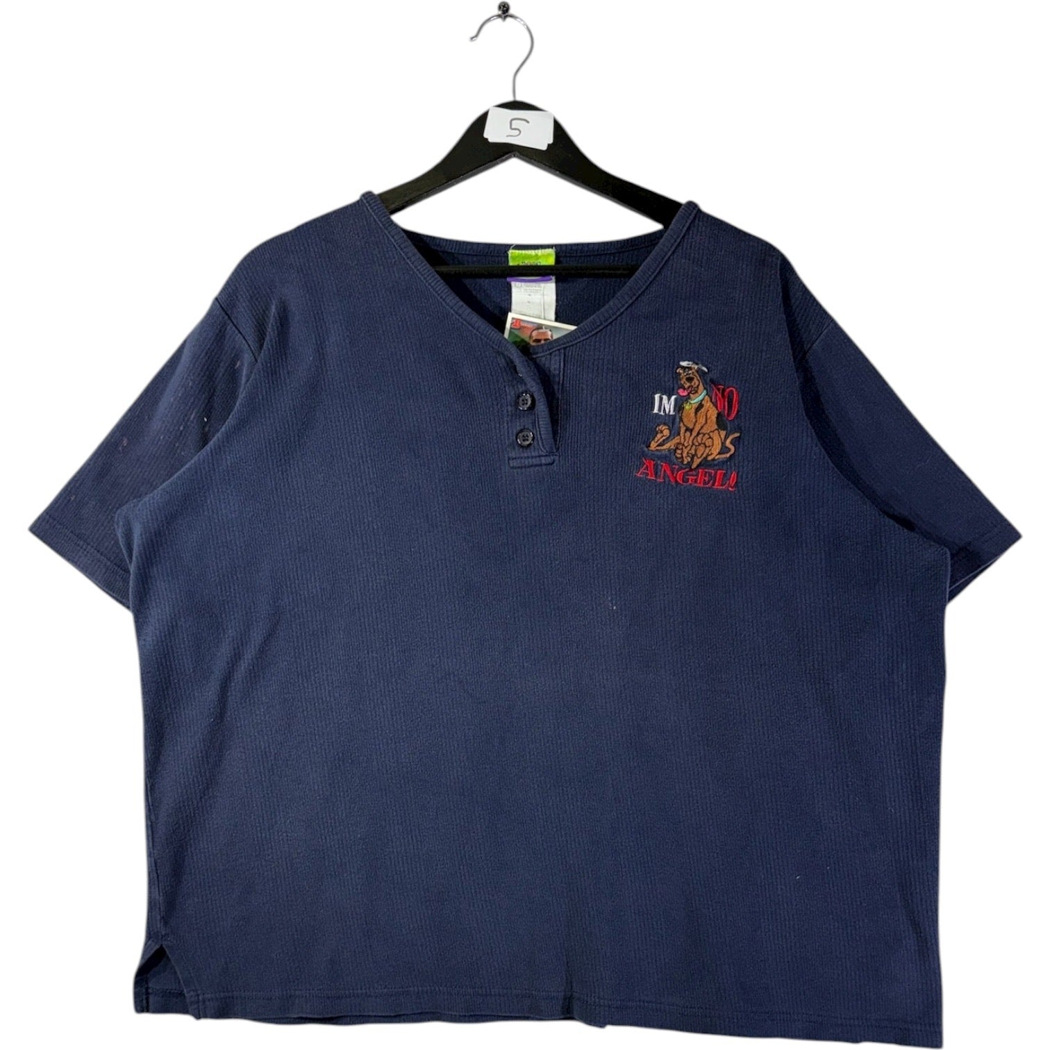 Vintage Scooby-Doo I’m No Angel Embroidered Henley T-Shirt
