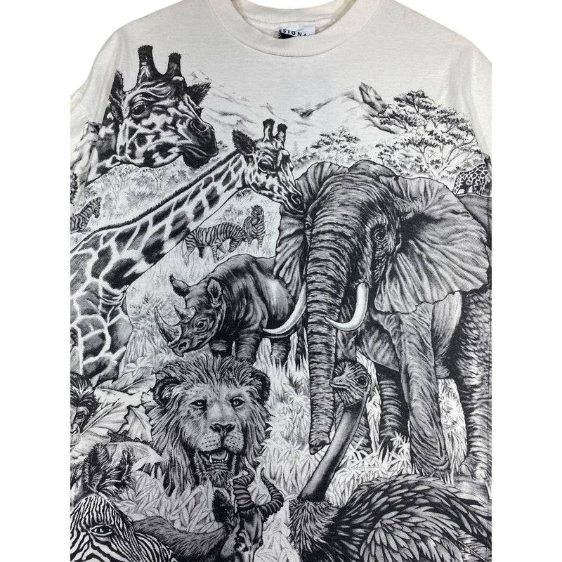 Vintage Wild Animals Allover Print T-Shirt