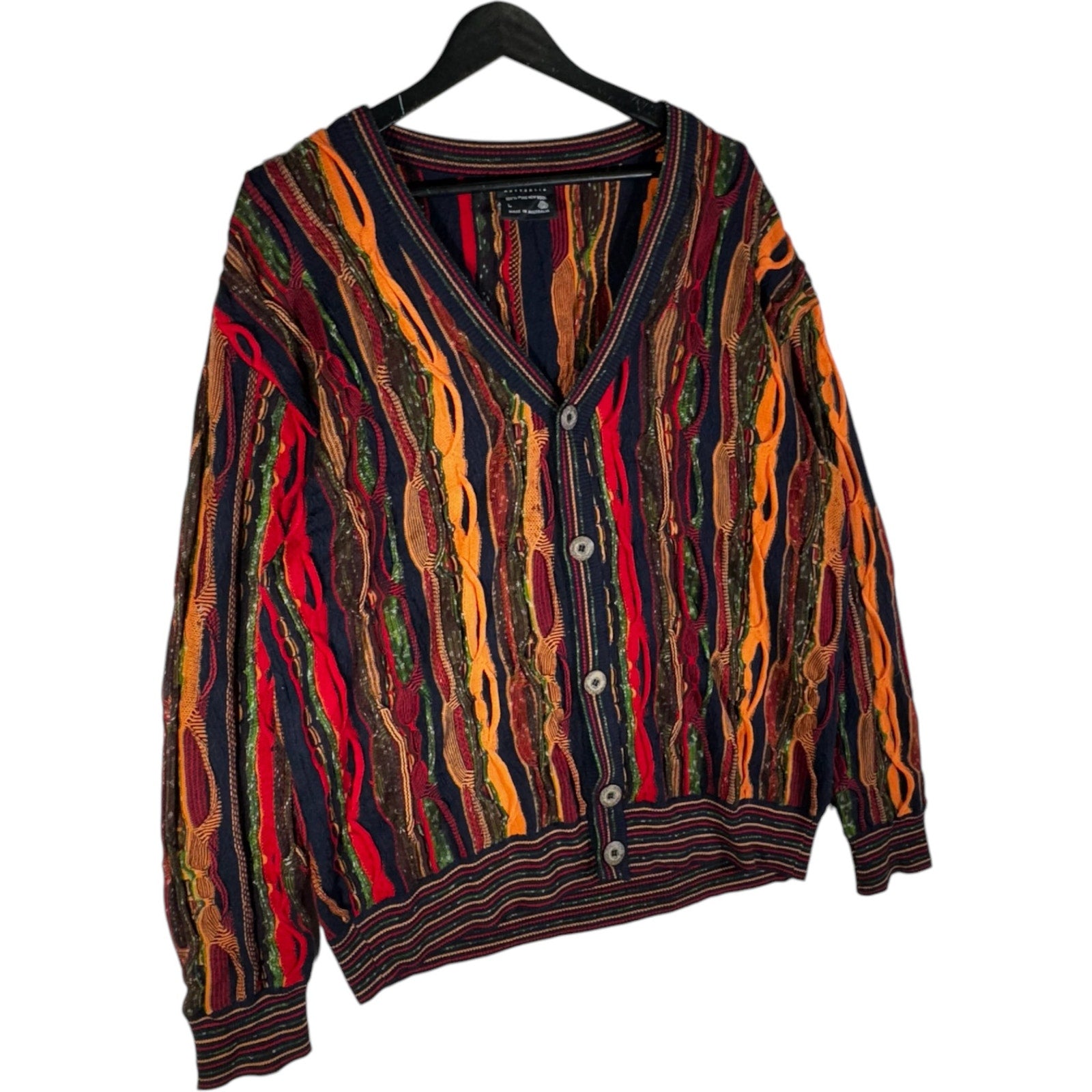 Vintage Coogi 3D Knit Wool Cardigan Sweater