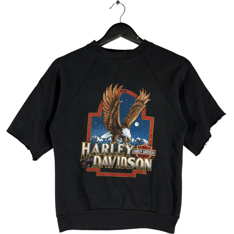 Vintage Harley Davidson 3D Emblem Cut Sleeves Crewneck 80s