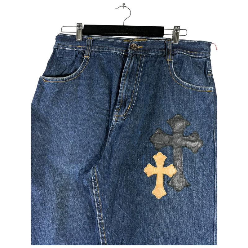 Y2K Decibel With Cross Patches Denim Shorts 36x14