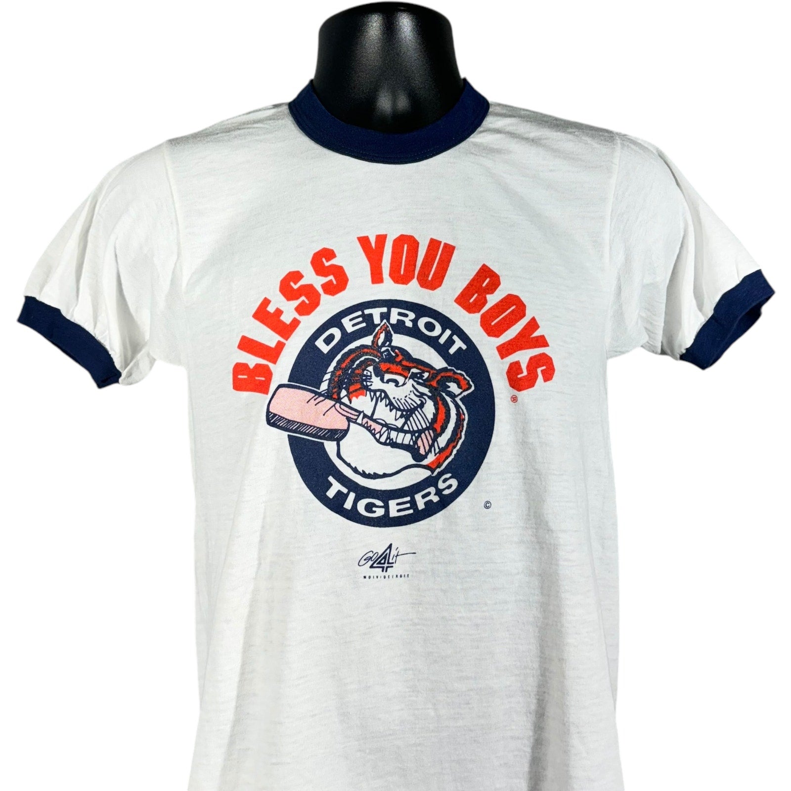 Vintage Detroit Tigers "Bless You Boys" Ringer Tee 80s