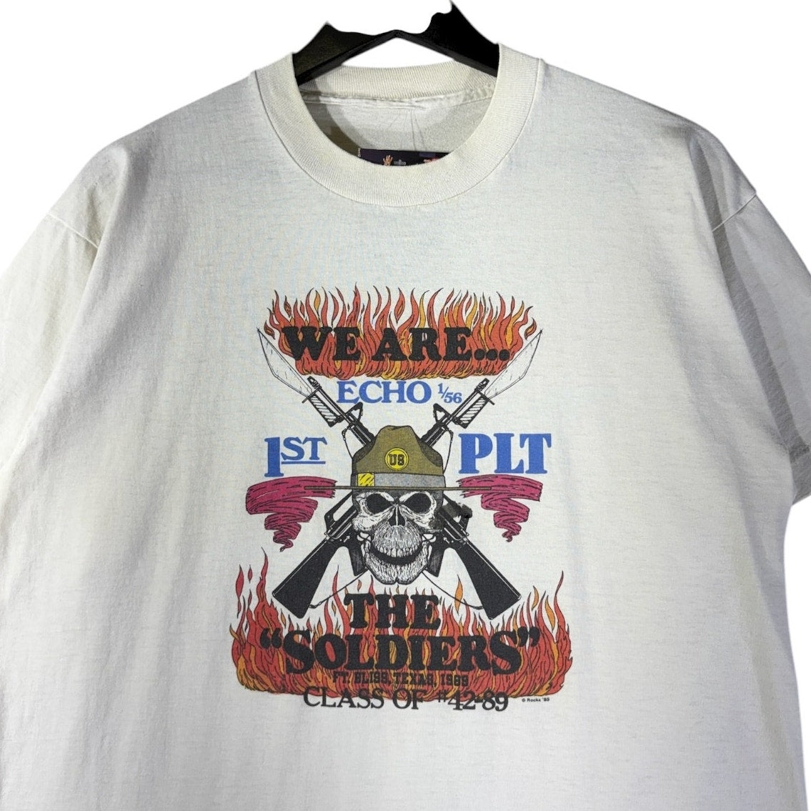Vintage Military Skull Flame Graphic 90s T-Shirt