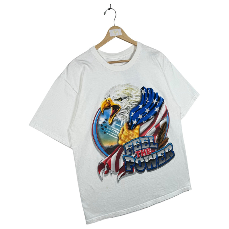 Vintage Bald Eagle Feel The Power Graphic T-Shirt
