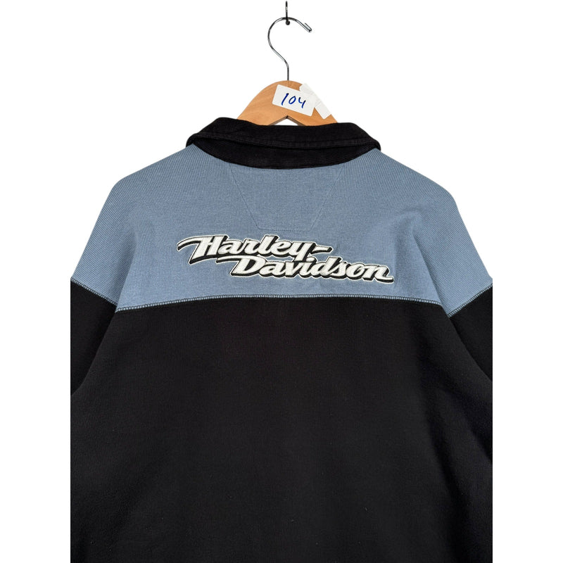 Vintage Harley Davidson Colorblock Long Sleeve Polo Shirt