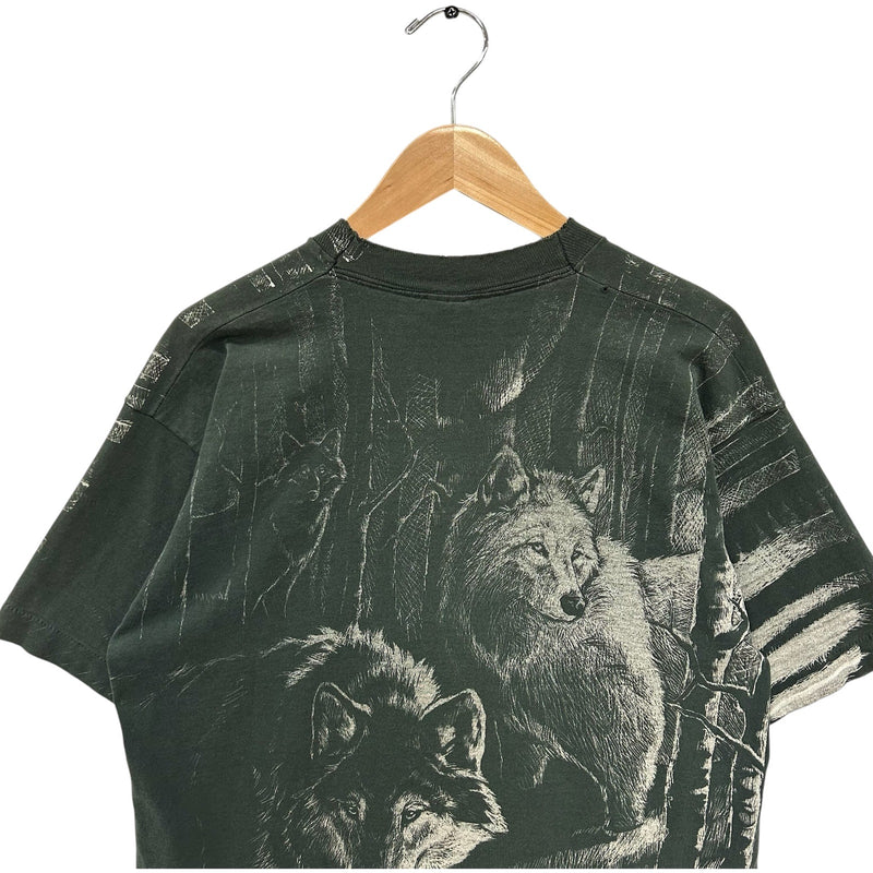 Vintage Wolf Pack Double Sided AOP Nature Tee