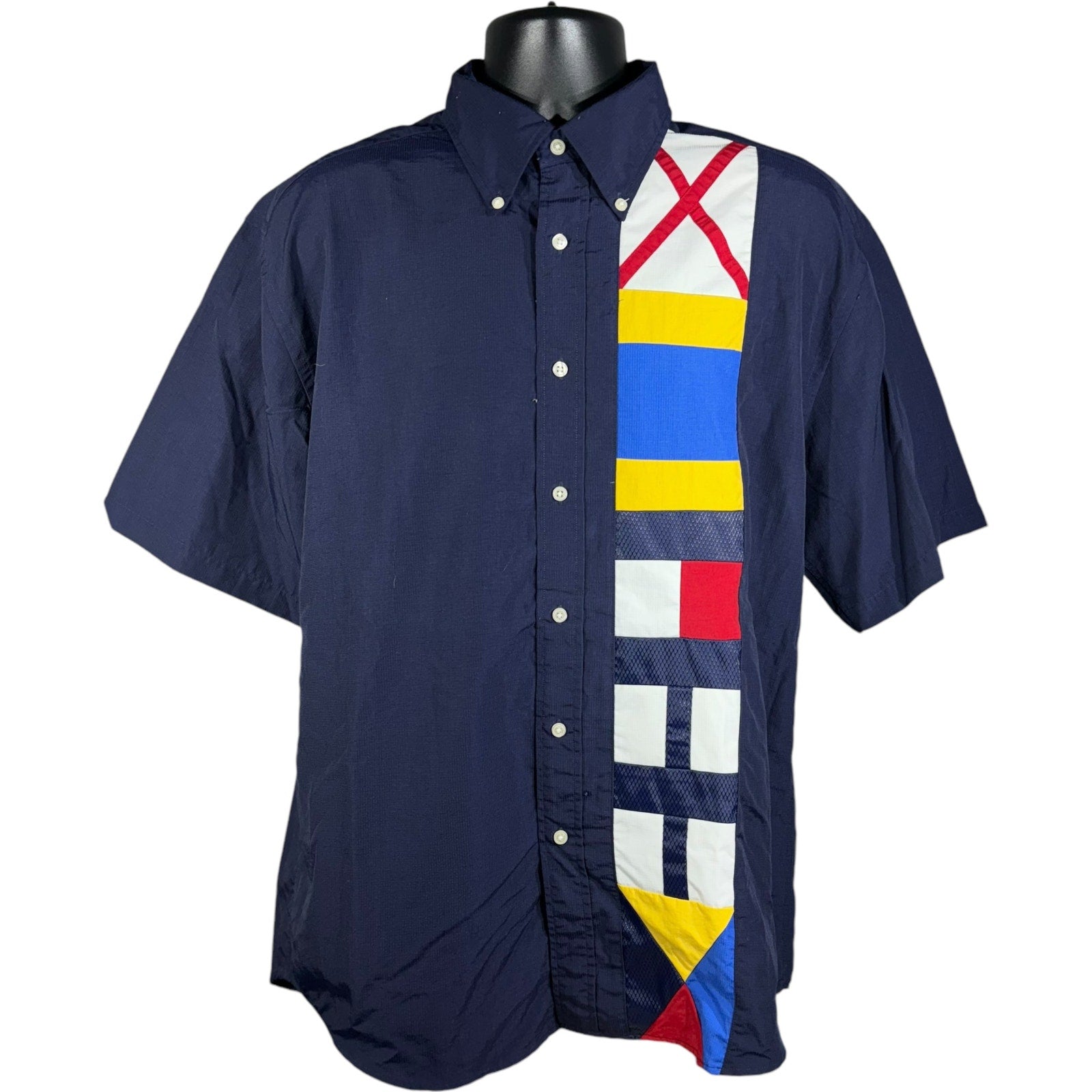 Vintage Tommy Hilfiger Nautical Flags Short Sleeve Button Up