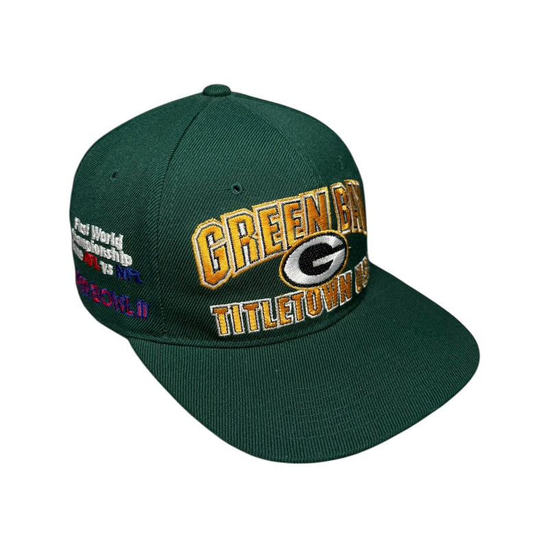 Vintage NFL Green Bay Packers Title Town USA Super Bowl Snapback Hat OSFA