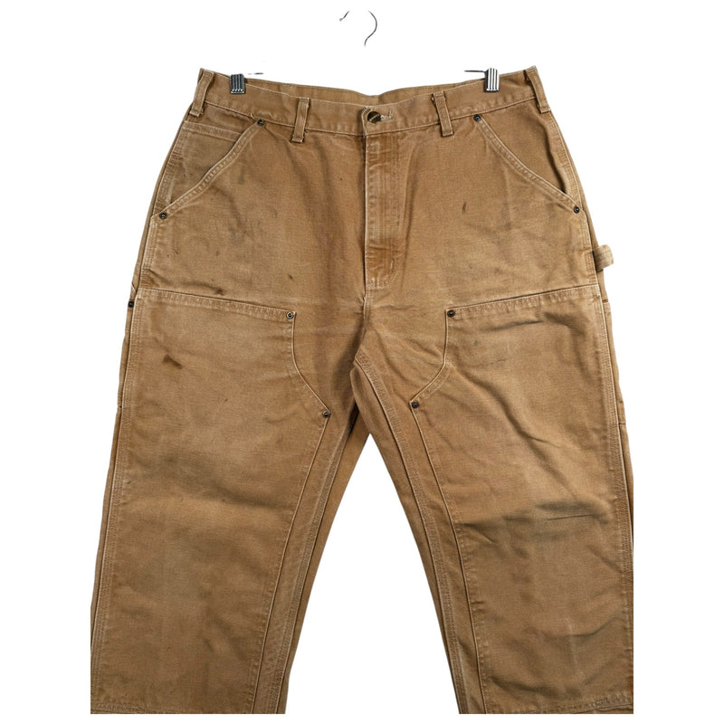Vintage Carhartt Iconic Firm Duck Double Front Dungaree Work Pants 36x32